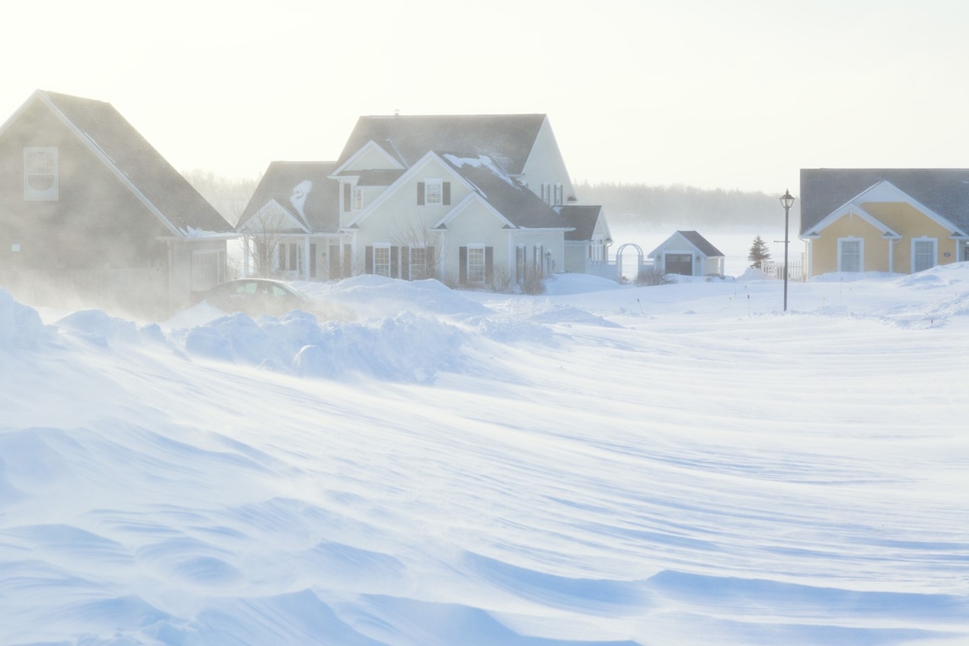 Houses in Snowstorm Hardie Siding